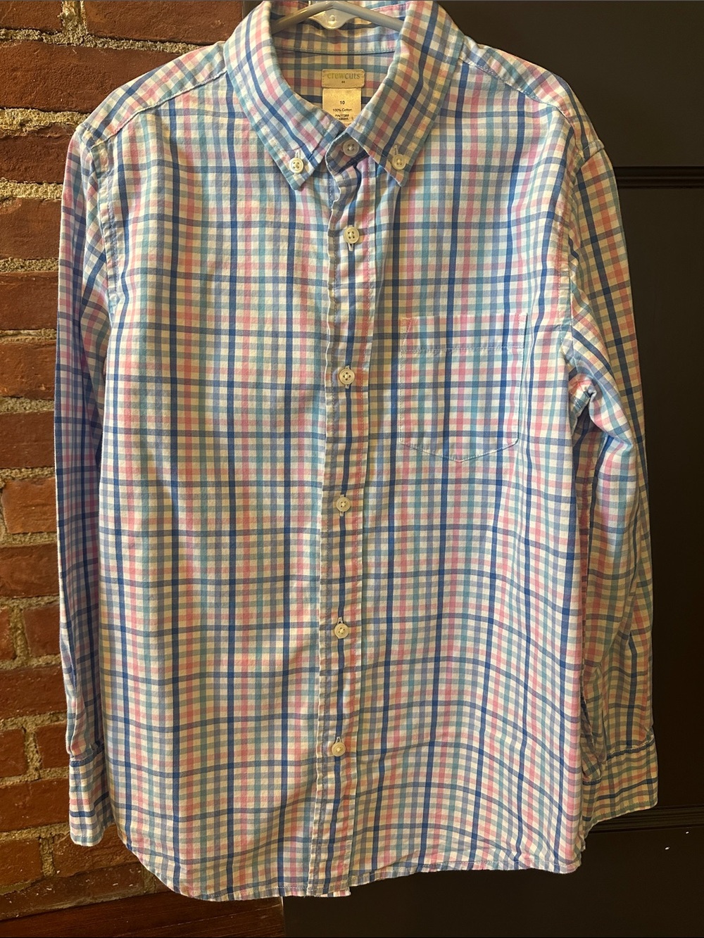 Crewcuts Pastel Plaid Button-Down Shirt - Blue, Pink & White